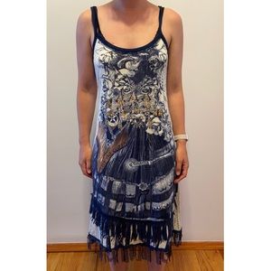 Save the queen spaghetti strap 00s style fringe dress